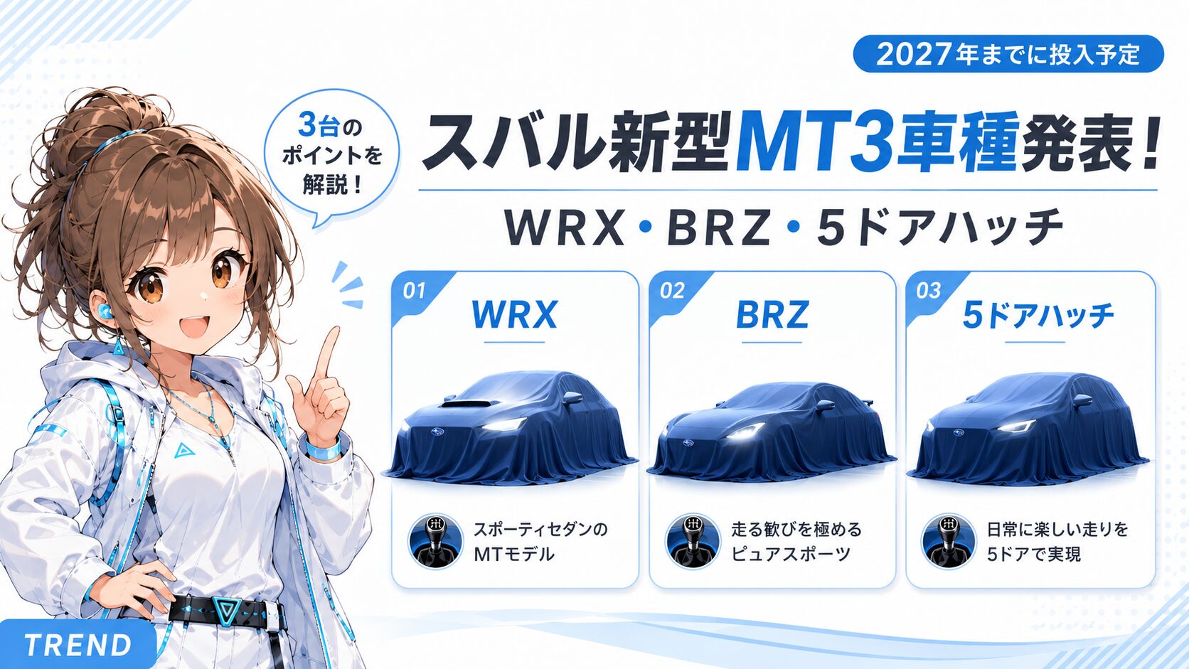 スバル新型MT3車種発表！WRX・BRZ・ハッチバック | MOBILITY-TREND