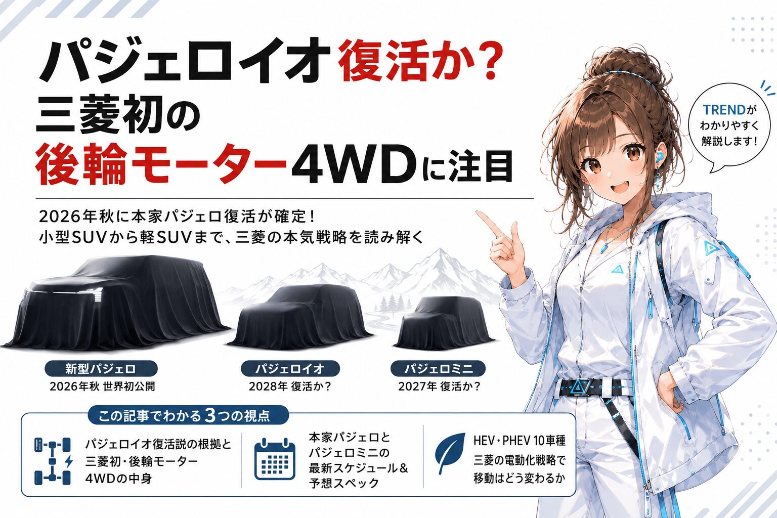 パジェロイオ復活か？三菱初の後輪モーター4WDに注目